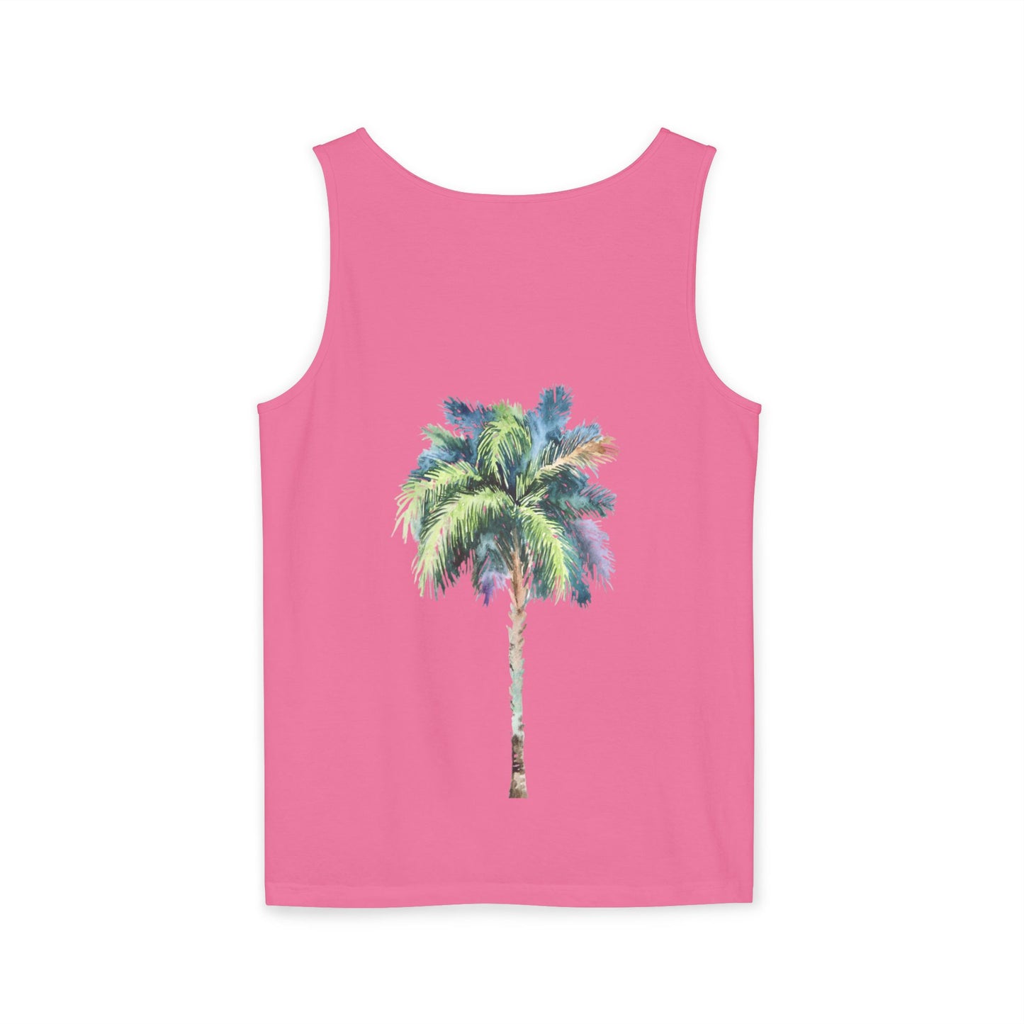 Tropical Palm Tree Tank Top - Unisex Garment-Dyed Summer Apparel