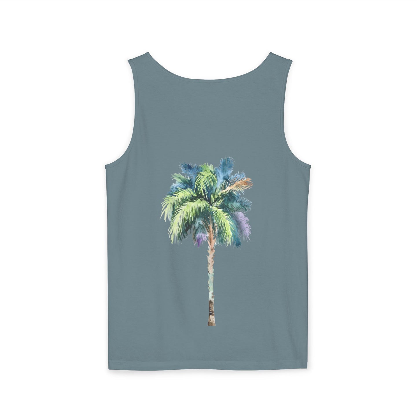 Tropical Palm Tree Tank Top - Unisex Garment-Dyed Summer Apparel