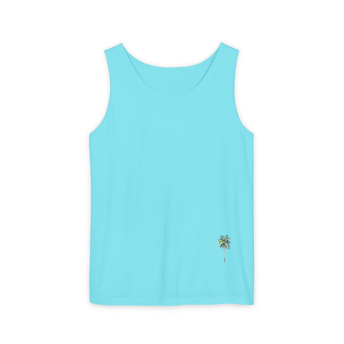 Tropical Palm Tree Tank Top - Unisex Garment-Dyed Summer Apparel