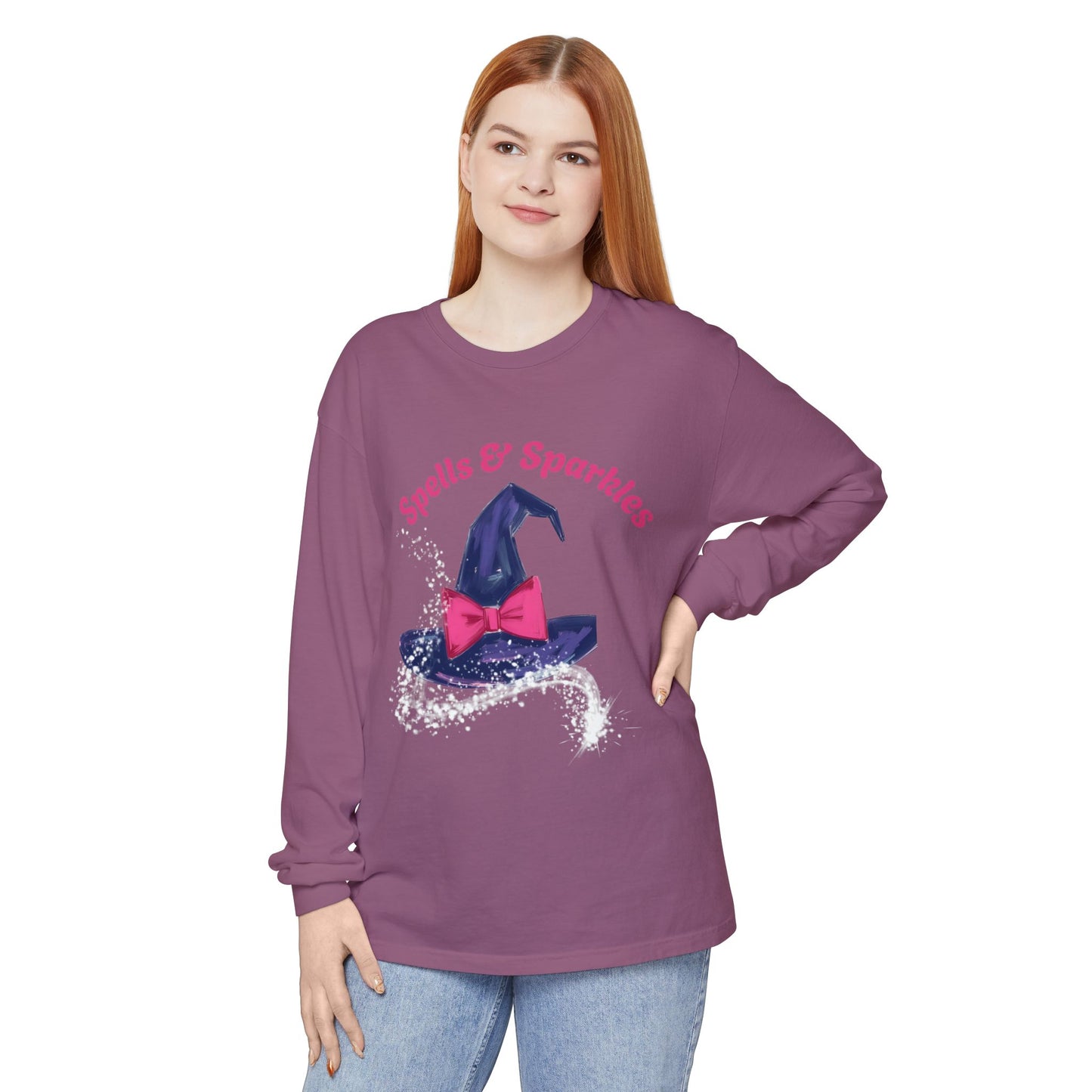 Spooky Charm Long Sleeve Tee, Halloween Shirt, Witchy T-Shirt, Magic Apparel, Fun Gift Idea for Fall Celebrations