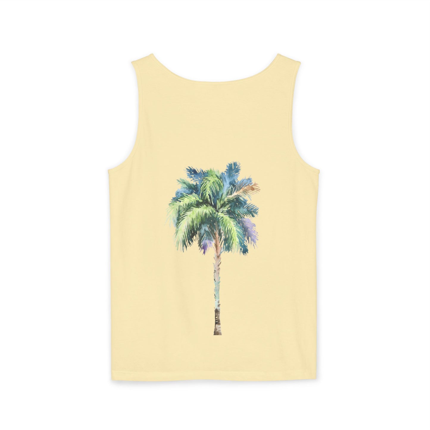 Tropical Palm Tree Tank Top - Unisex Garment-Dyed Summer Apparel
