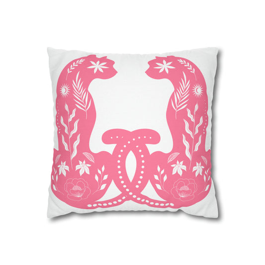 Pretty in Pink Kitty Spun Polyester Square Pillow Case