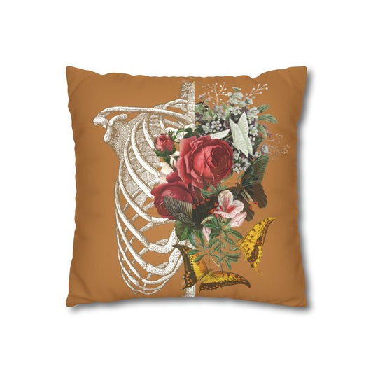 Pretty Skeleton Faux Suede Square Pillow Case
