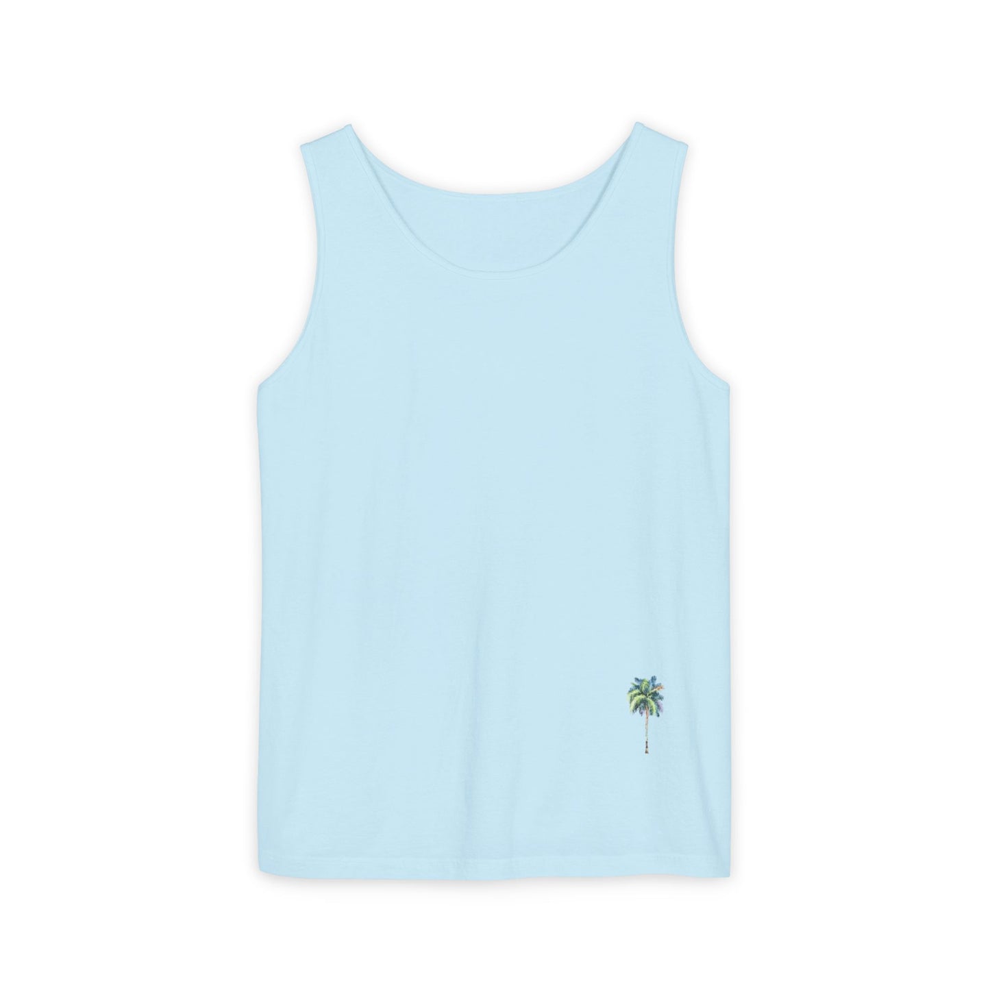 Tropical Palm Tree Tank Top - Unisex Garment-Dyed Summer Apparel