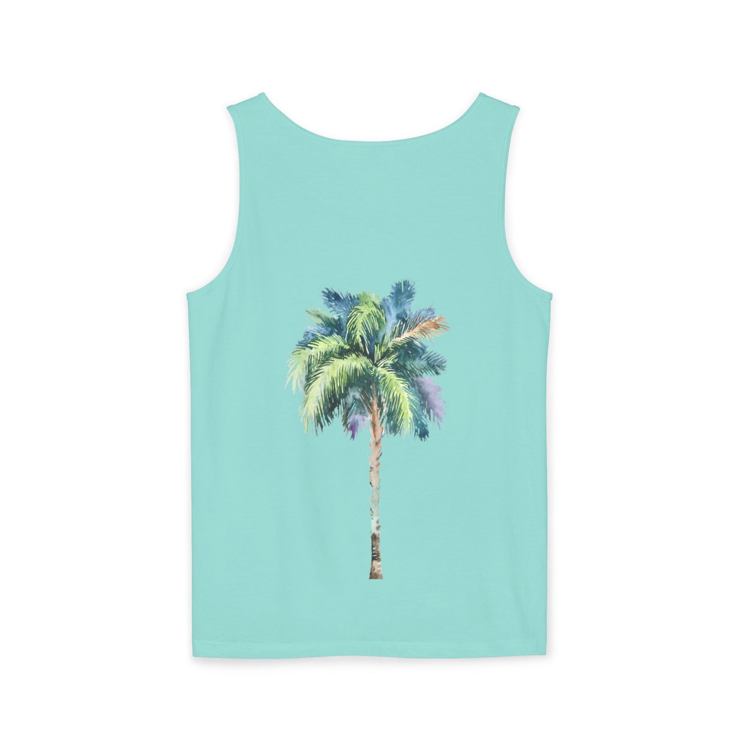 Tropical Palm Tree Tank Top - Unisex Garment-Dyed Summer Apparel