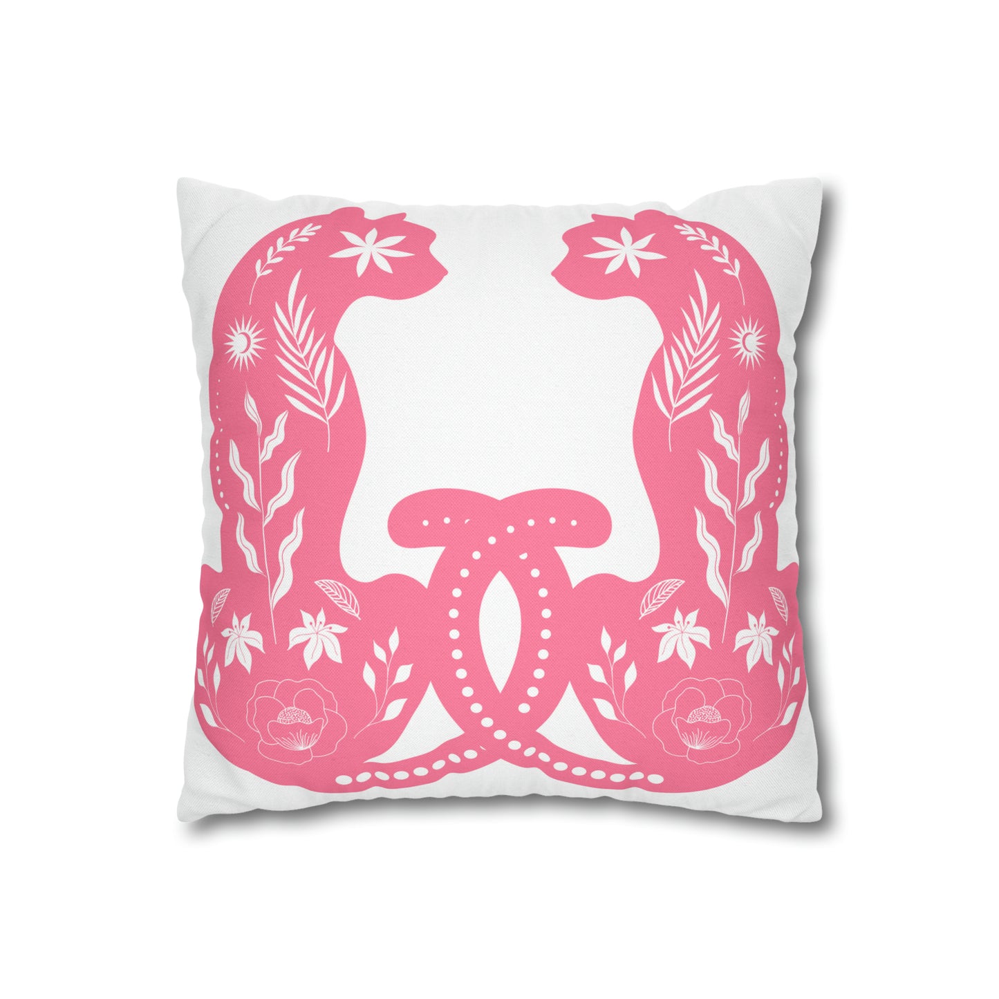 Pretty in Pink Kitty Spun Polyester Square Pillow Case