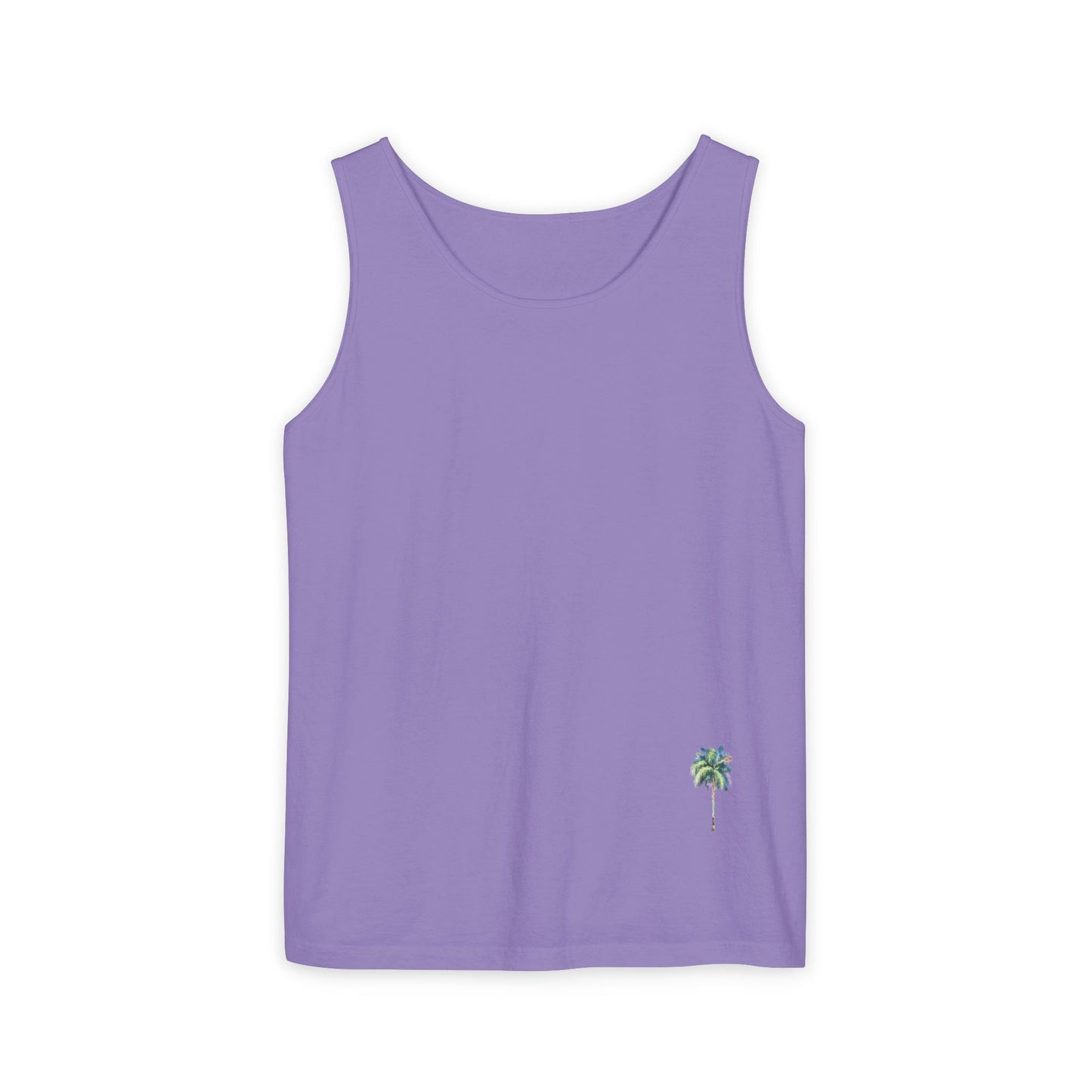 Tropical Palm Tree Tank Top - Unisex Garment-Dyed Summer Apparel