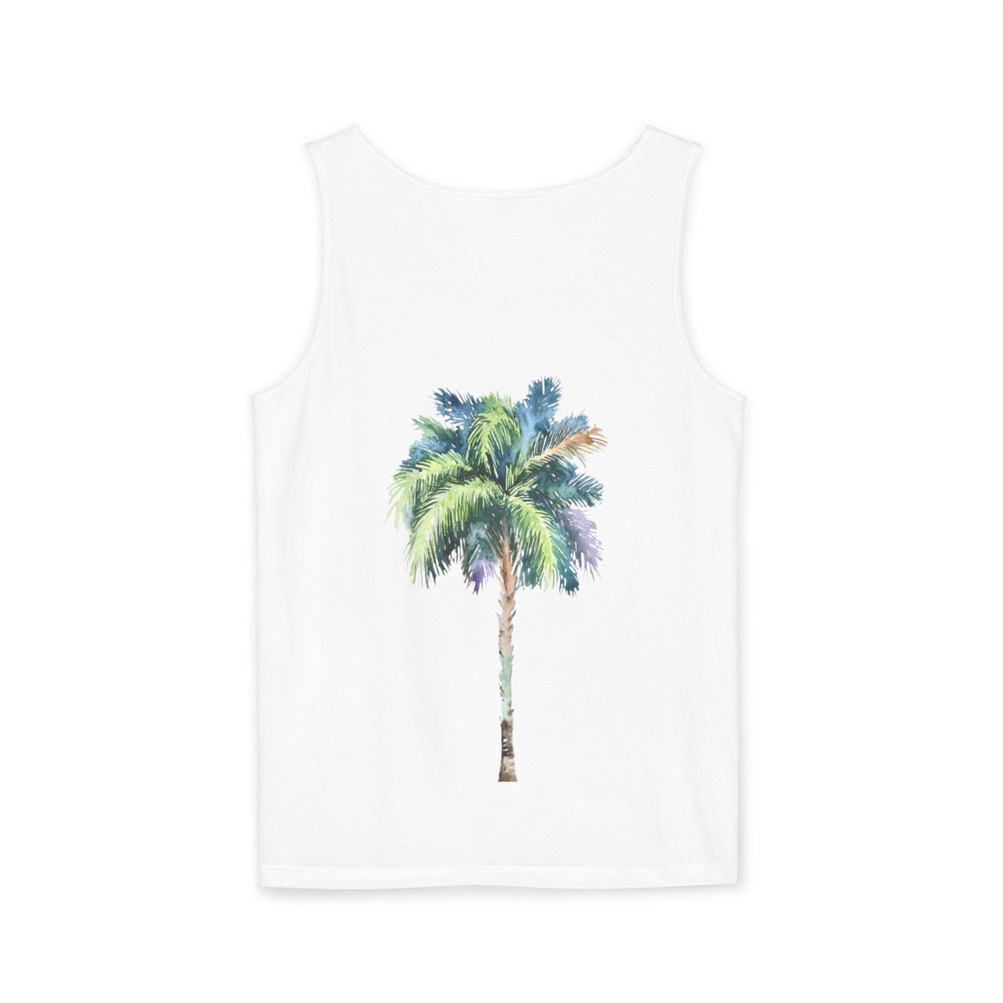 Tropical Palm Tree Tank Top - Unisex Garment-Dyed Summer Apparel