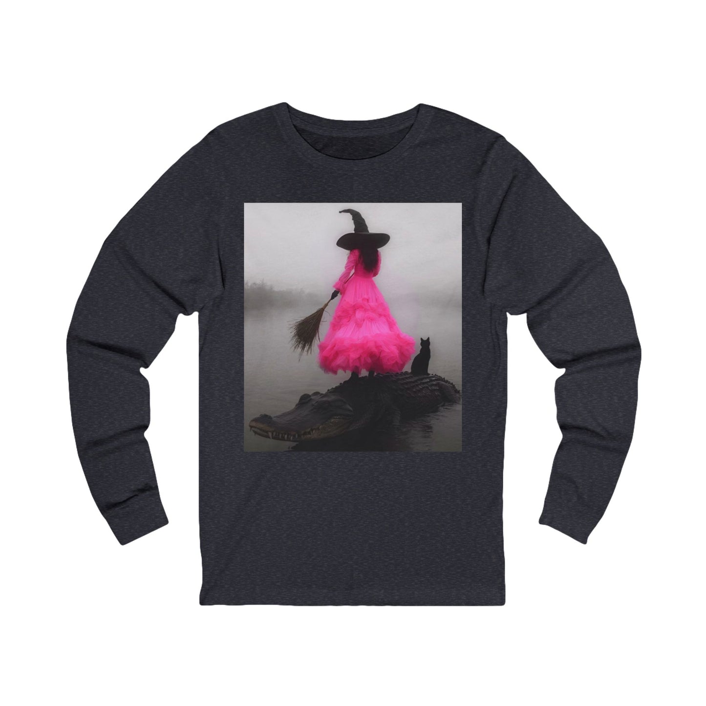 Whimsical Witch Long Sleeve Tee - Perfect for Halloween and Cozy Fall Days