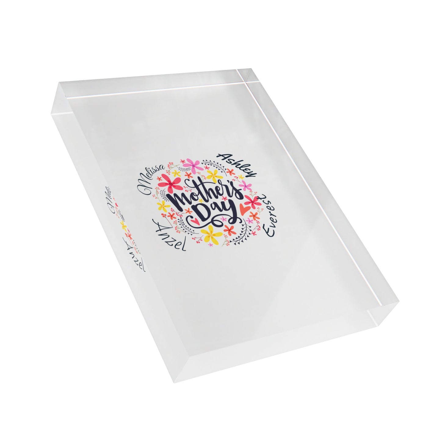 Custom Mother’s Day Photo Block - Personalized Floral Keepsake