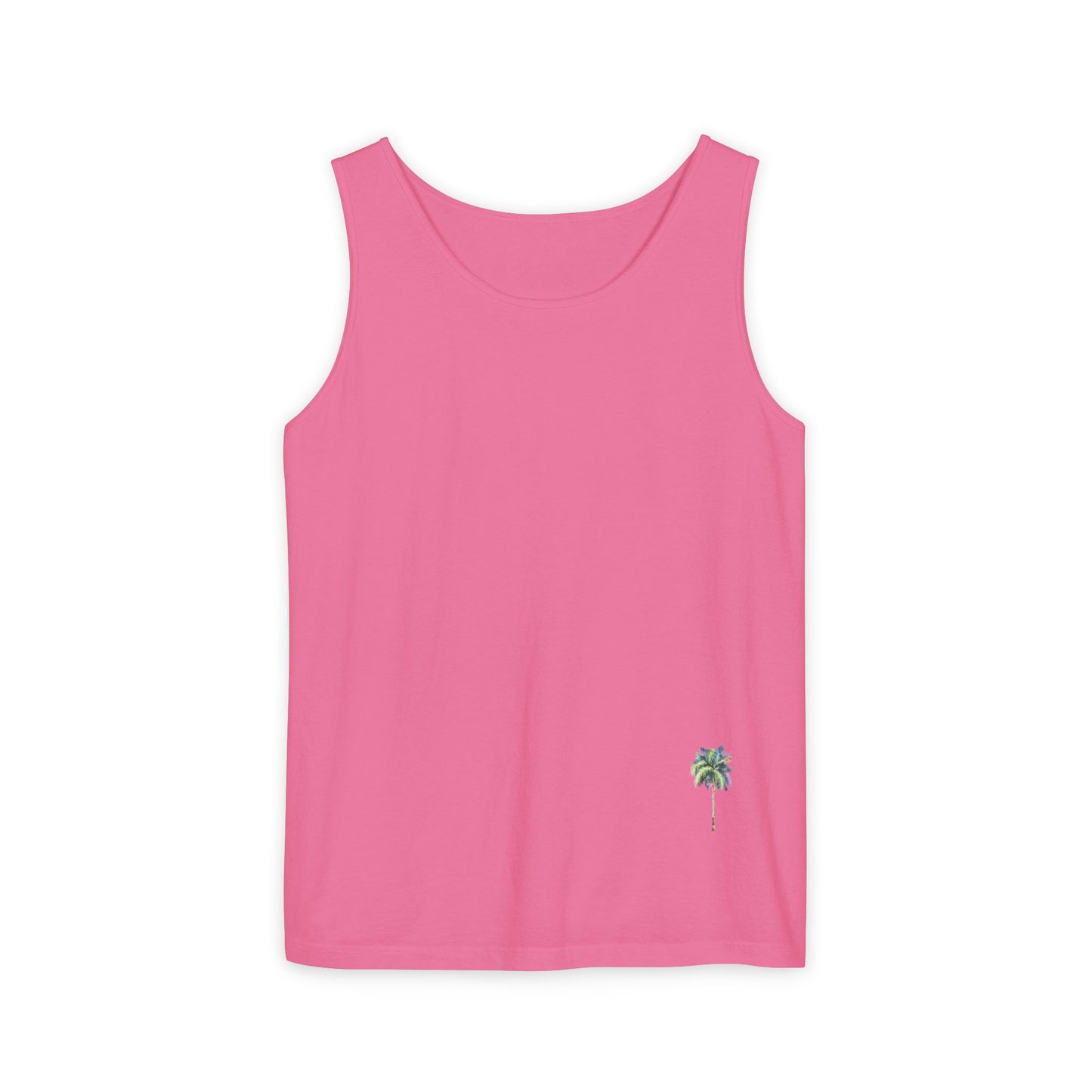 Tropical Palm Tree Tank Top - Unisex Garment-Dyed Summer Apparel