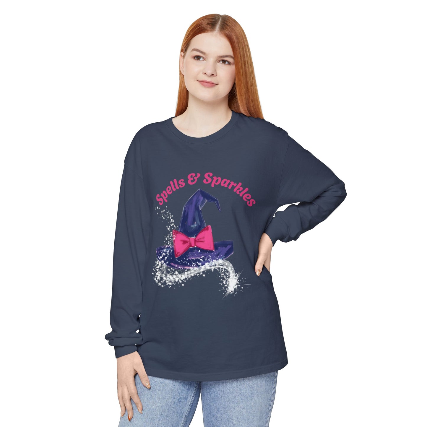 Spooky Charm Long Sleeve Tee, Halloween Shirt, Witchy T-Shirt, Magic Apparel, Fun Gift Idea for Fall Celebrations