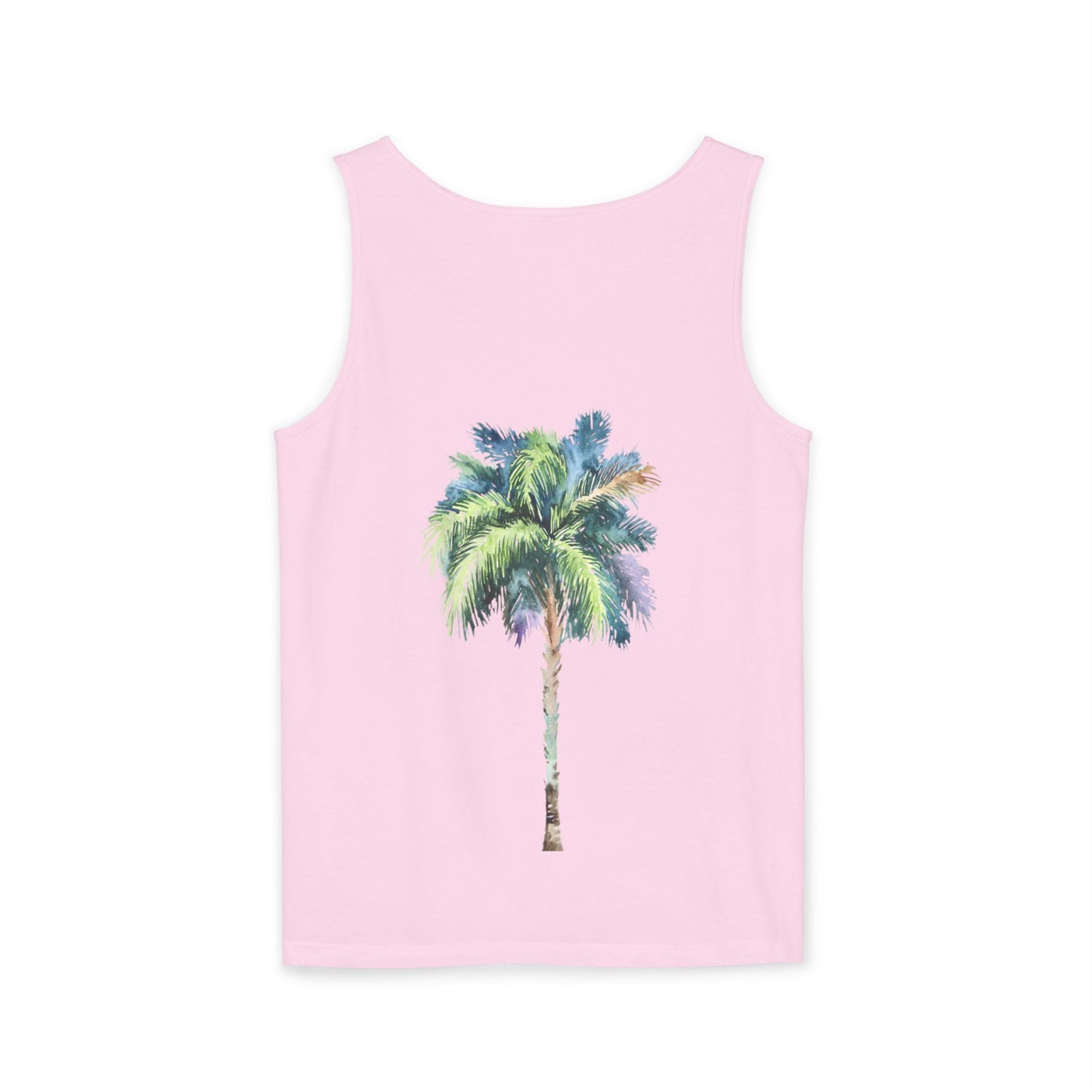 Tropical Palm Tree Tank Top - Unisex Garment-Dyed Summer Apparel